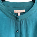 Switch Banana Republic 100% Silk Quiet Luxury Minimalist Band Collar Blouse Teal 8 3 image