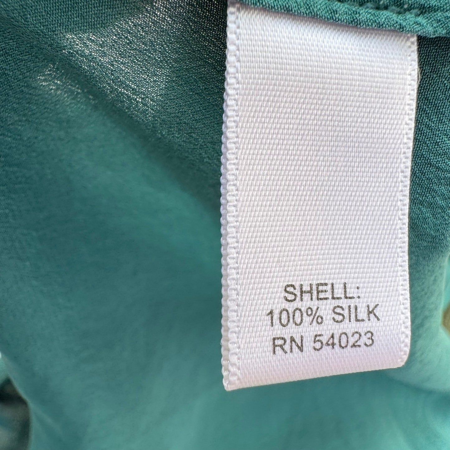 Banana Republic 100% Silk Quiet Luxury Minimalist Band Collar Blouse Teal 8