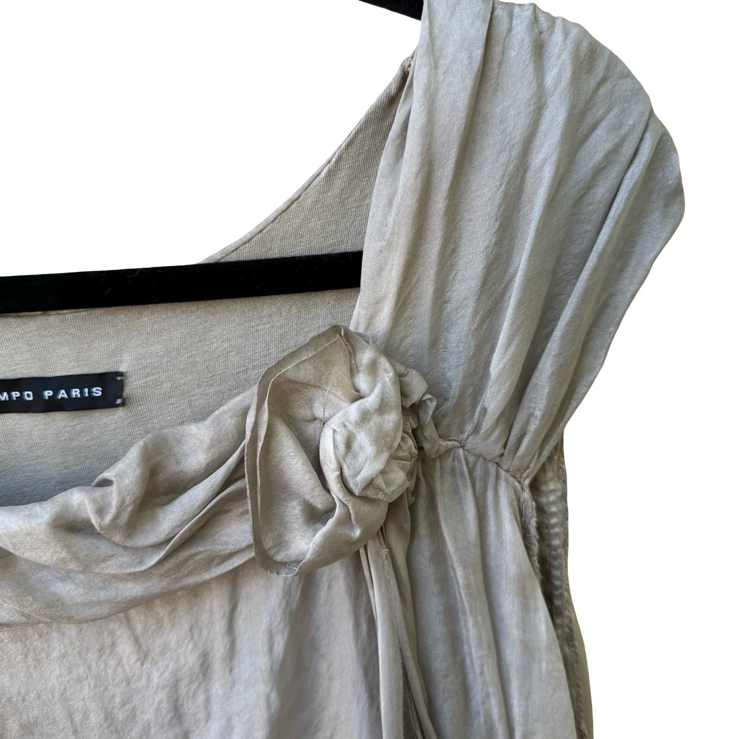 Tempo Paris Silk Lagenlook Boho Fairycore Ethereal Cowl Neck Bubble Hem Blouse M