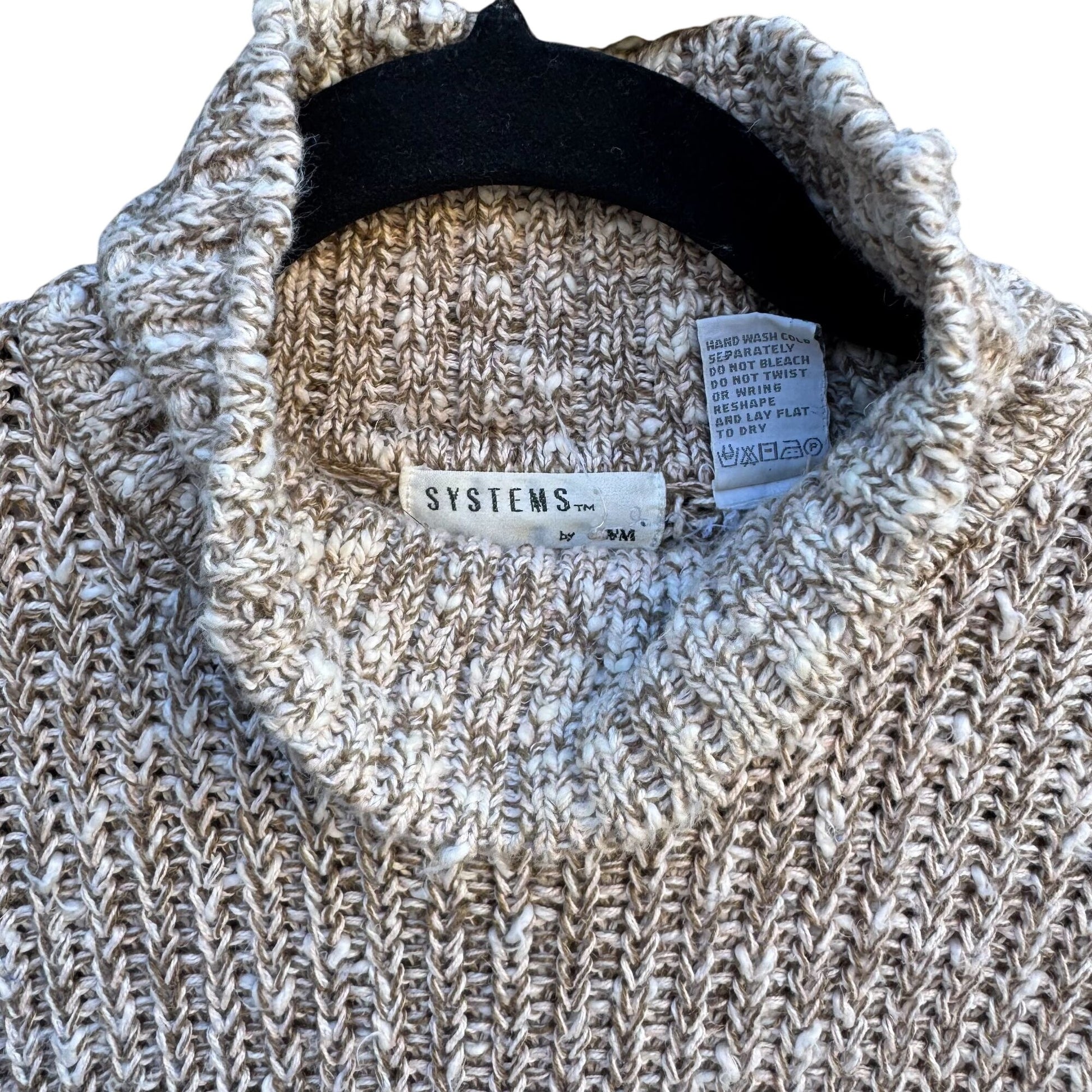 Systems By FWM Fenn Wright Manson Beige Chunky Knit Turtleneck Sweater Womens M