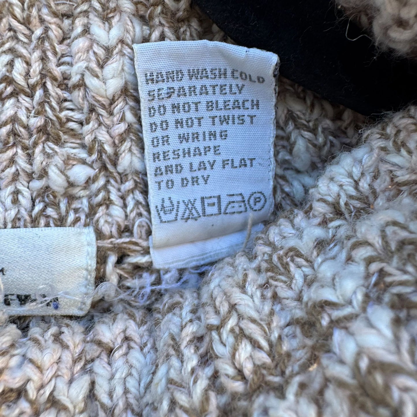 Systems By FWM Fenn Wright Manson Beige Chunky Knit Turtleneck Sweater Womens M