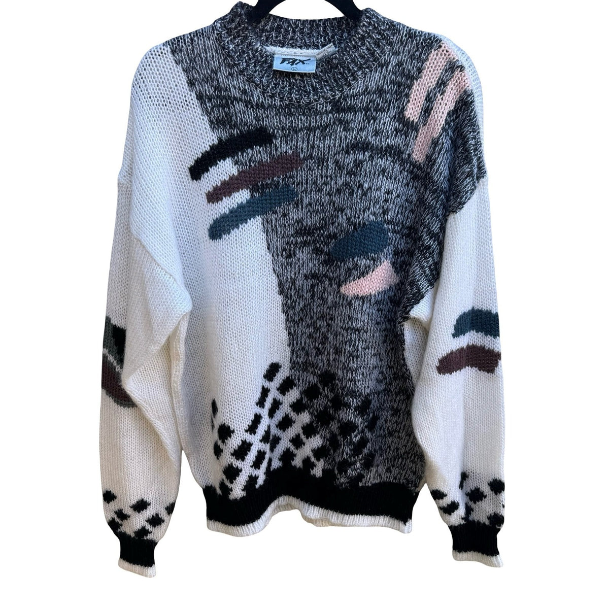 Fix Vintage 80s 90s Indie Grunge Abstract Geometric Retro Knit Sweater Mens L