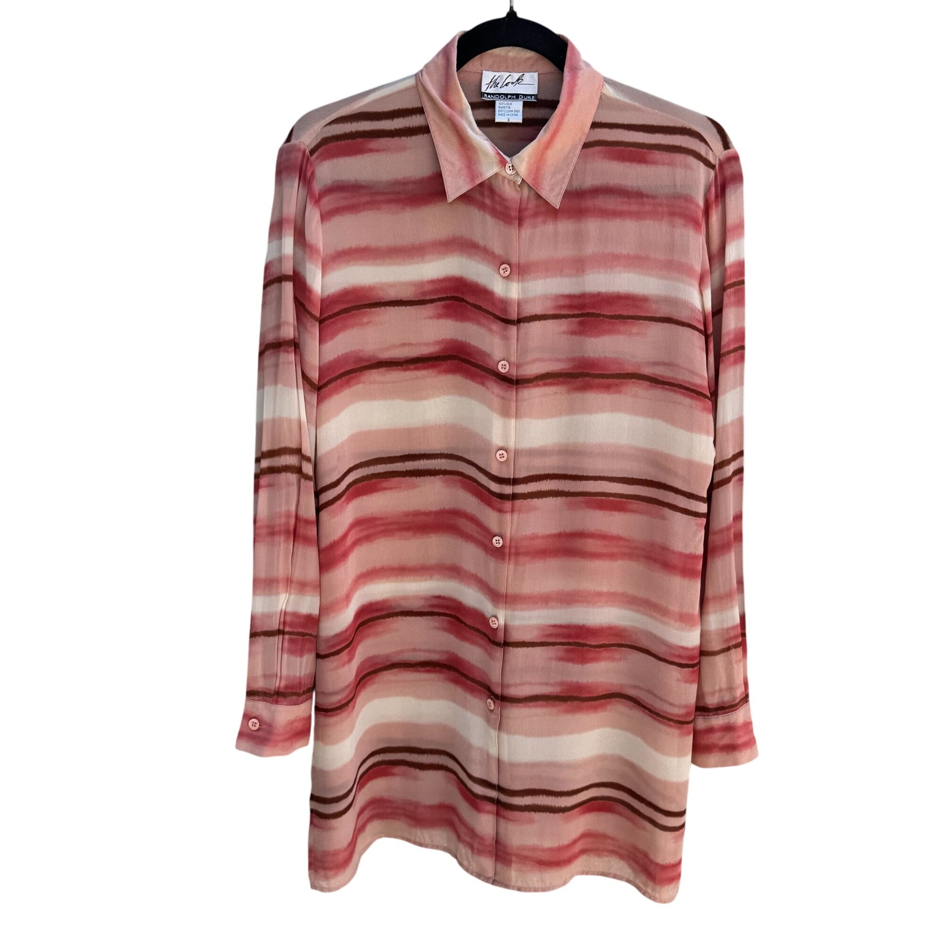 Randolph Duke The Look Sheer Silk Striped Button-Up Shirt & Sleeveless Top Set 6