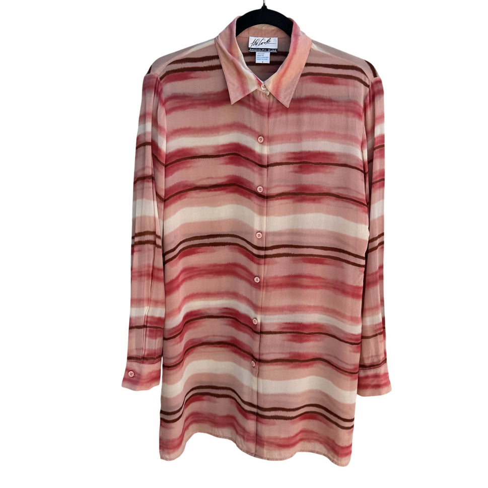 Randolph Duke The Look Sheer Silk Striped Button-Up Shirt & Sleeveless Top Set 6