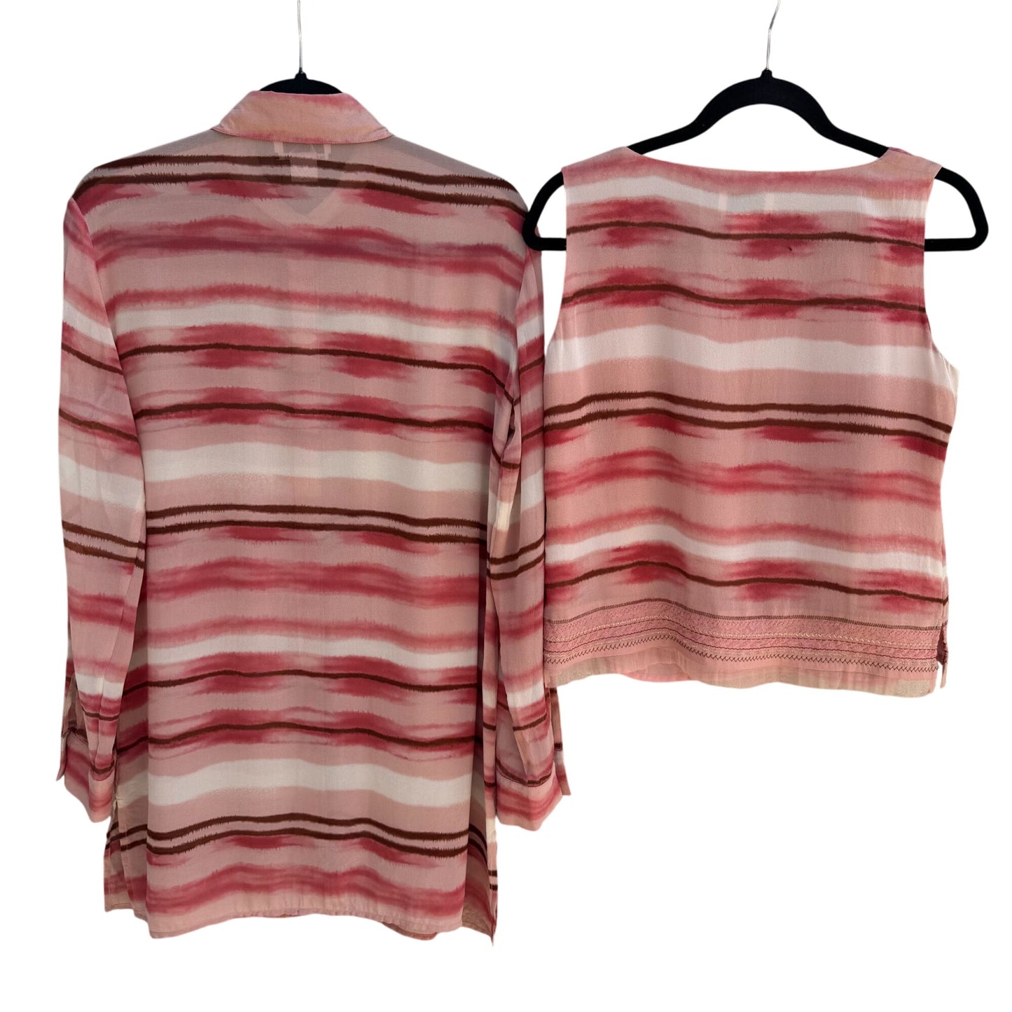 Randolph Duke The Look Sheer Silk Striped Button-Up Shirt & Sleeveless Top Set 6