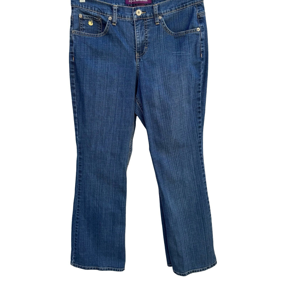 Gloria Vanderbilt Giselle Bootcut Jeans Womens 8 Short Blue Stretch Denim Swan