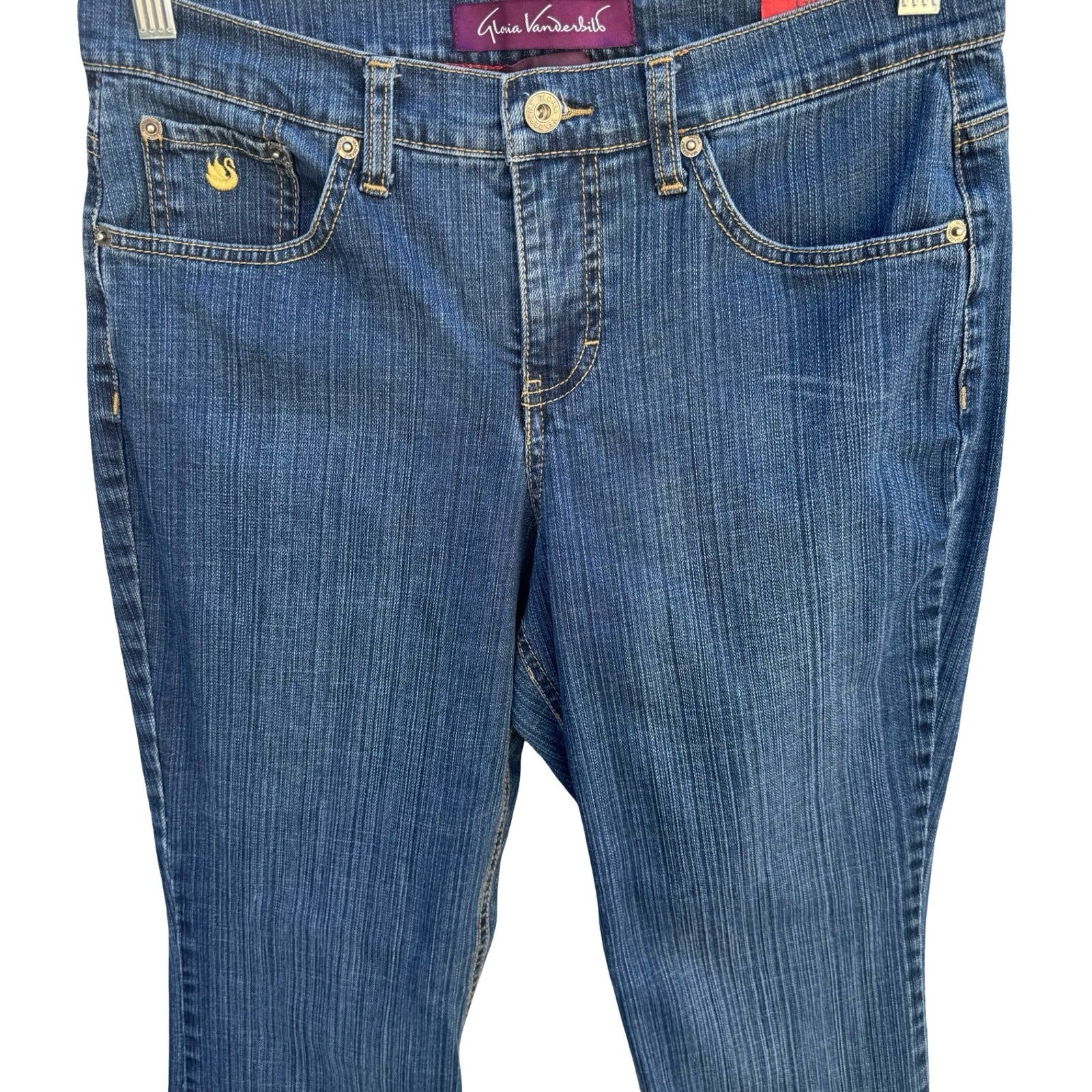 Gloria Vanderbilt Giselle Bootcut Jeans Womens 8 Short Blue Stretch Denim Swan
