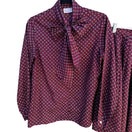 Switch Handmacher Vintage 80s Womens Burgundy Diamond Print 2 Piece Blouse Skirt Set 8 3 image