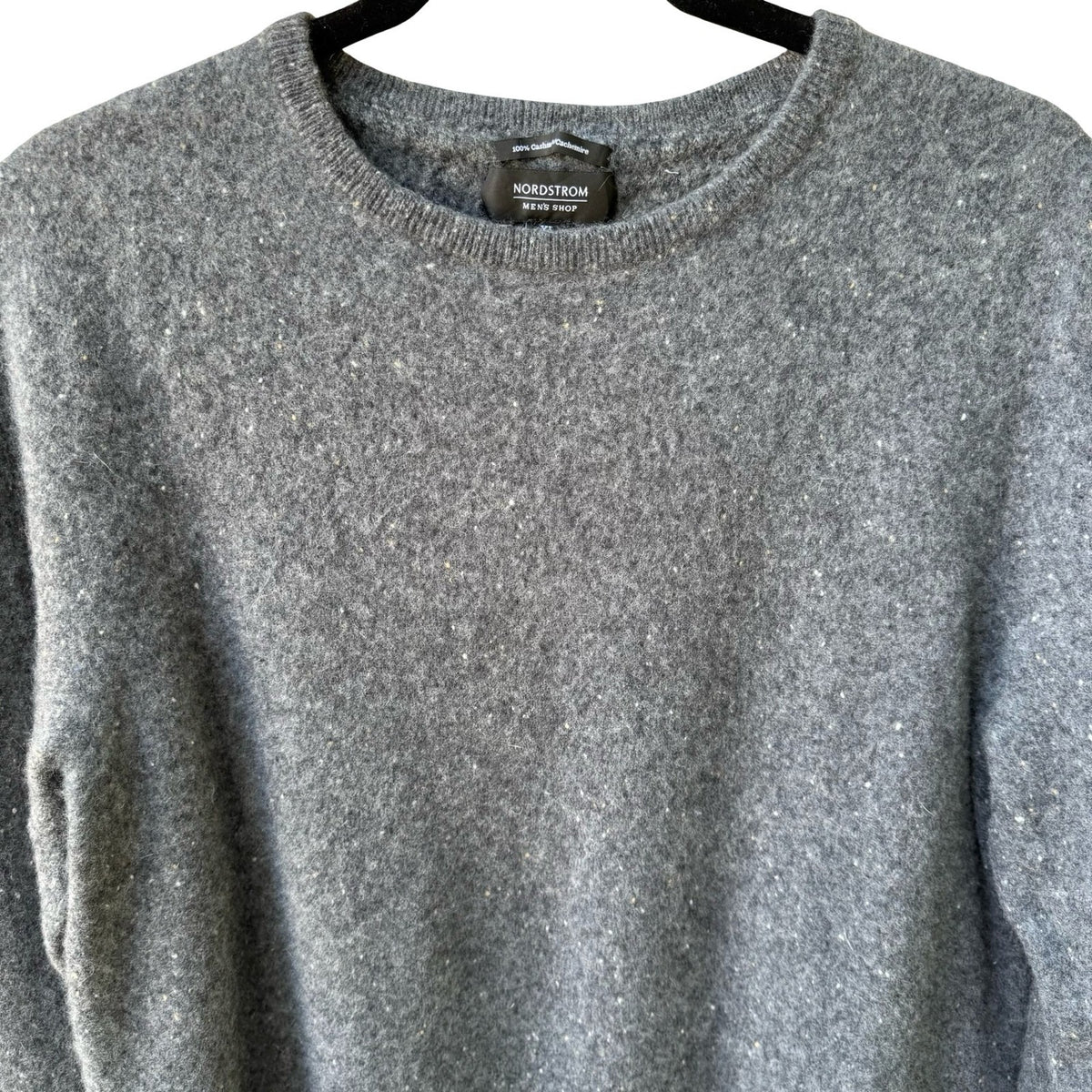Nordstrom 100% Cashmere Minimalist Preppy Speckled Crewneck Sweater Mens Grey M