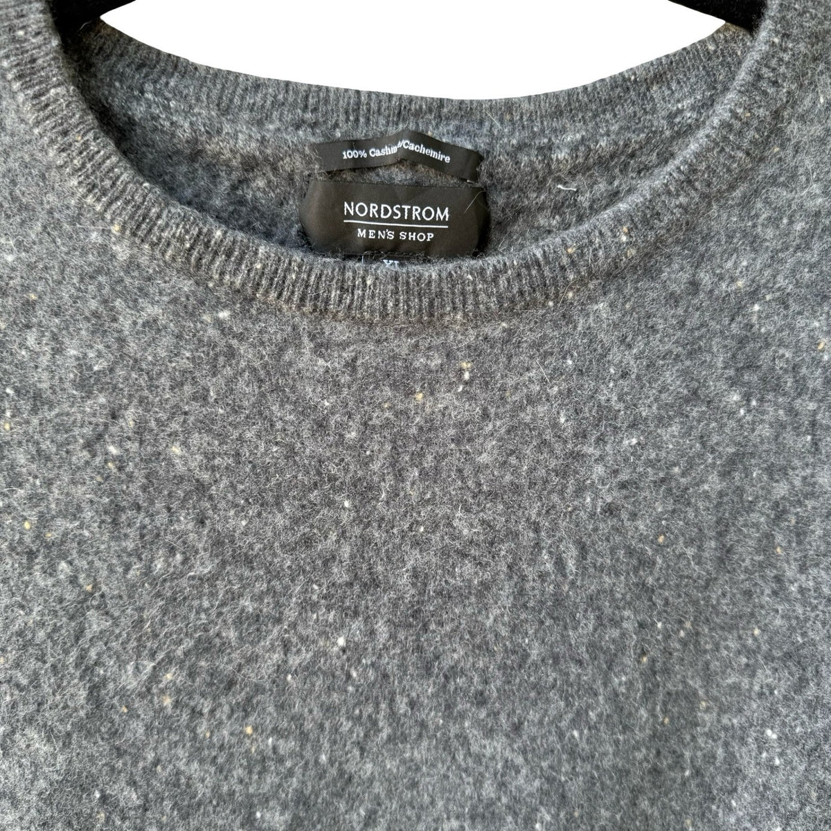 Nordstrom 100% Cashmere Minimalist Preppy Speckled Crewneck Sweater Mens Grey M