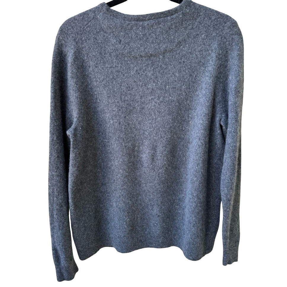 Nordstrom 100% Cashmere Minimalist Preppy Speckled Crewneck Sweater Mens Grey M