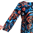 Switch Miuse Womens Vibrant Floral Print Midi Long Puff Sleeve Tunic Shirt Dress Large 3 image