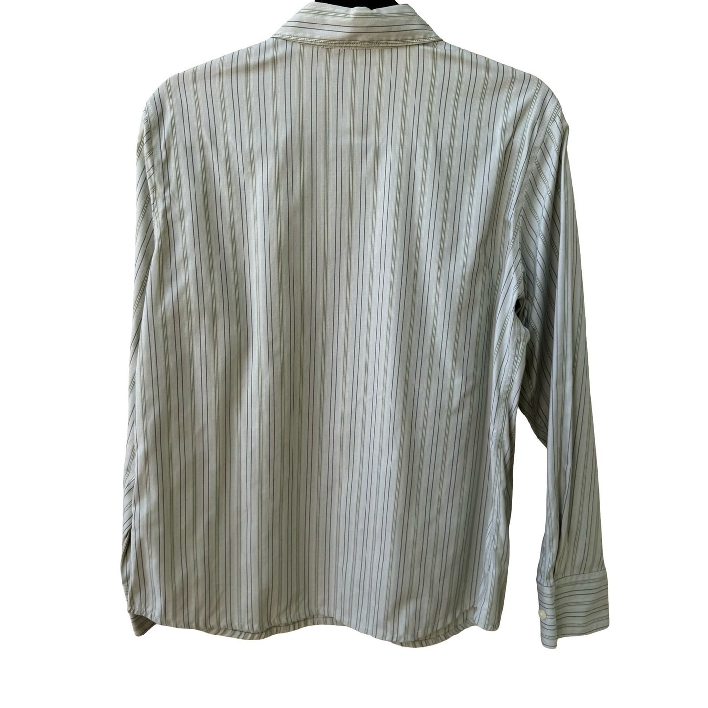Eddie Bauer Coastal Preppy Striped Wrinkle Resistant Cotton Shirt Sage Green M