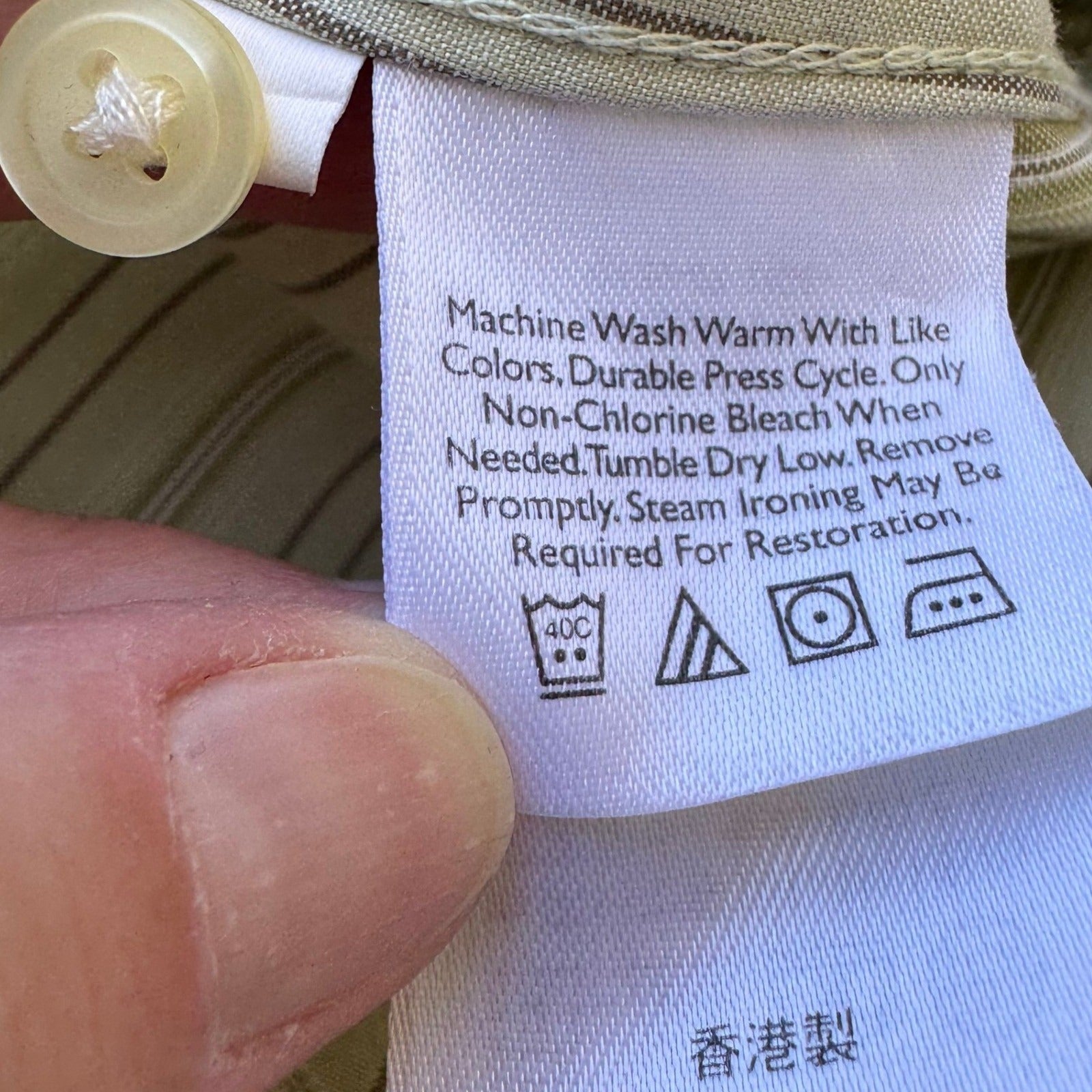 Eddie Bauer Coastal Preppy Striped Wrinkle Resistant Cotton Shirt Sage Green M