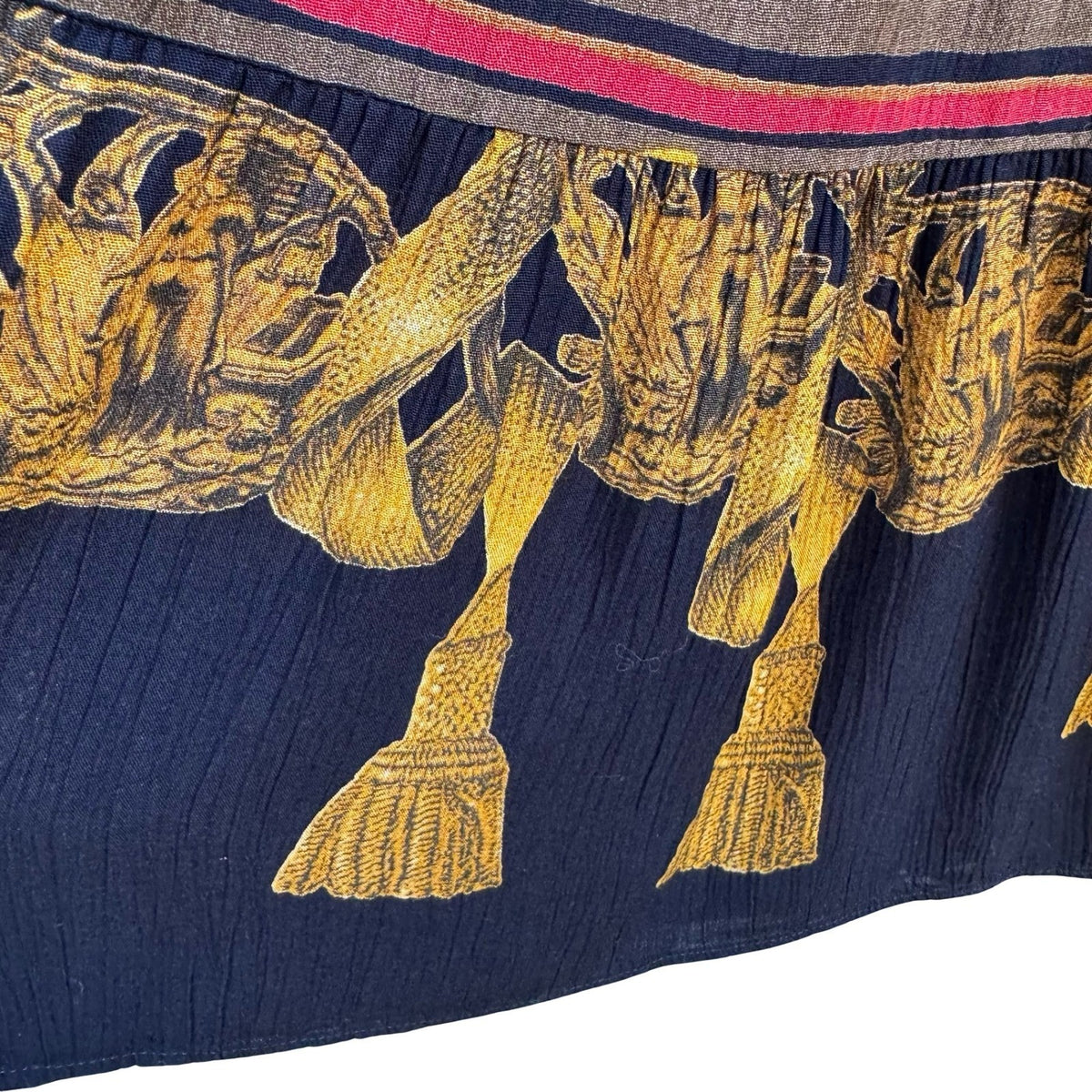 Carole Little Vintage 90s Dark Academia Boho Tassel Print Skirt Suit Set Black 6