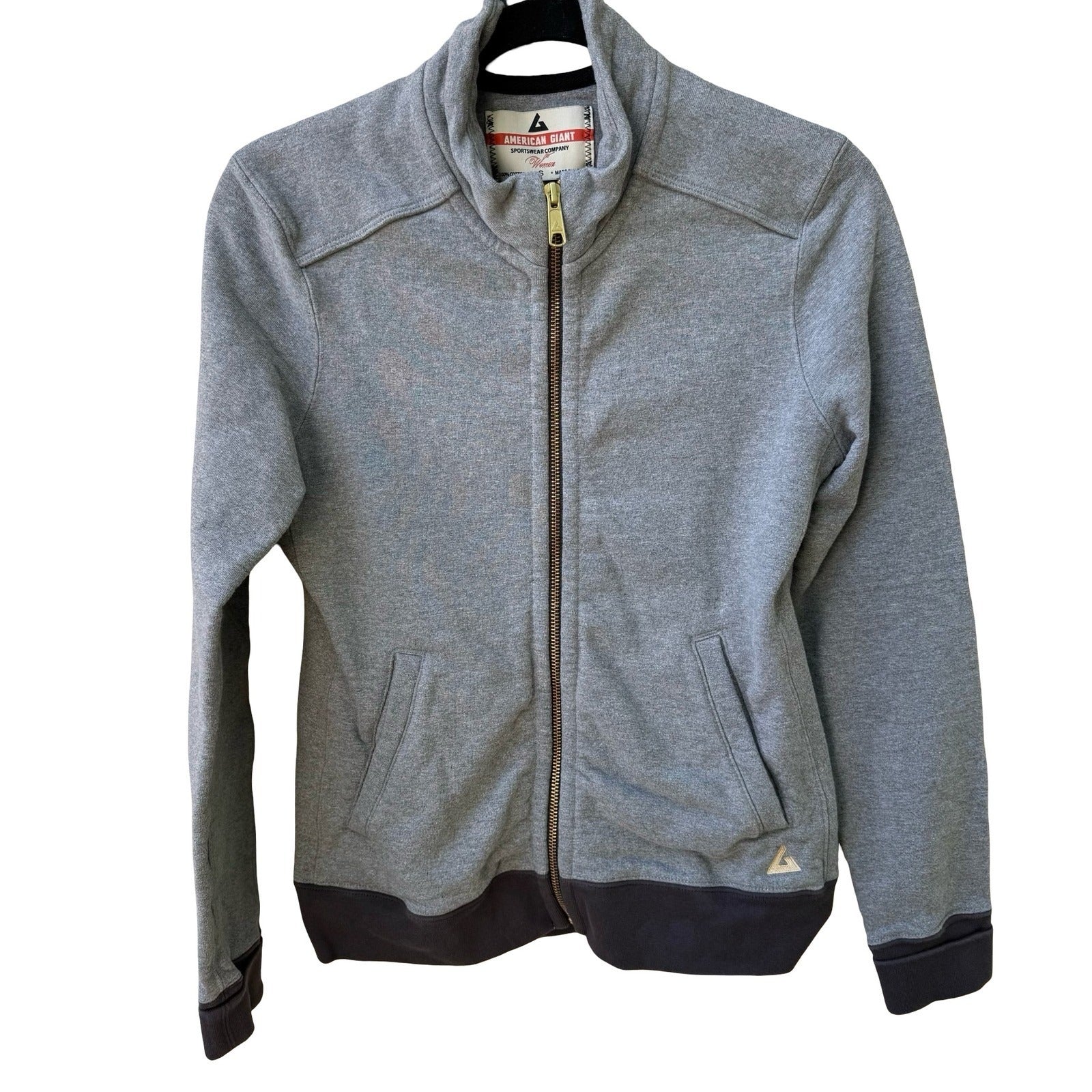 American Giant 100% Cotton Sustainable Gorpcore Full Zip Sweatshirt Grey S USA