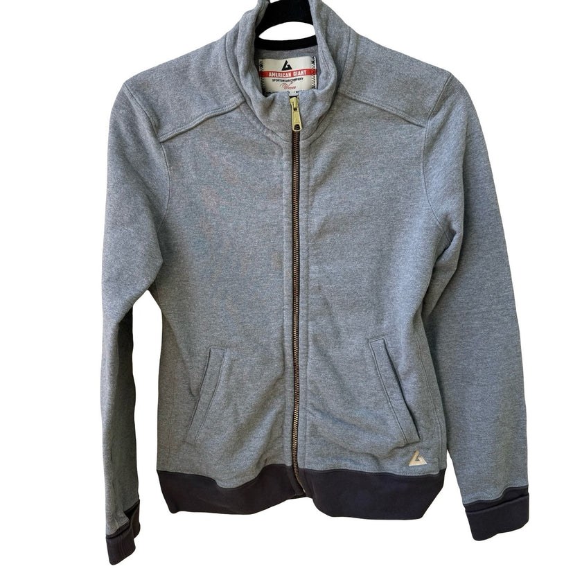 American Giant 100% Cotton Sustainable Gorpcore Full Zip Sweatshirt Grey S USA