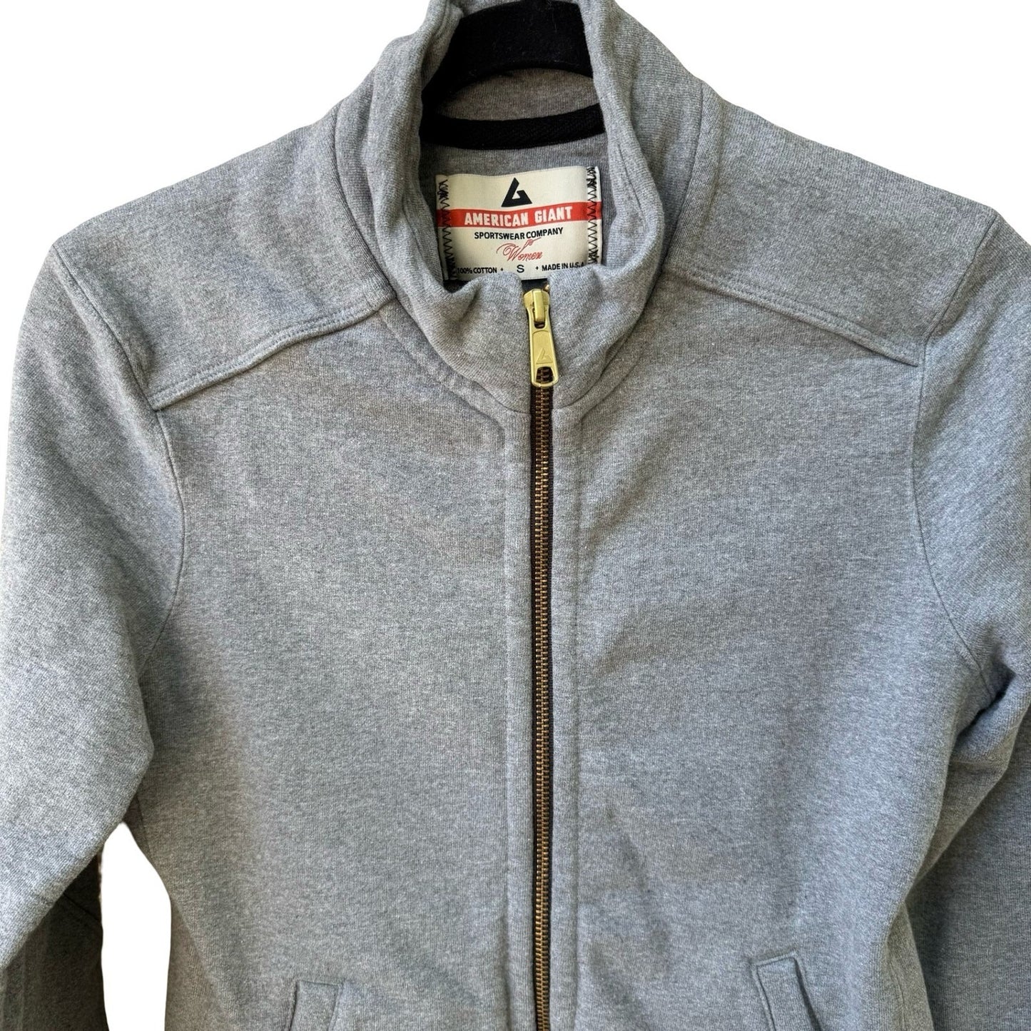 American Giant 100% Cotton Sustainable Gorpcore Full Zip Sweatshirt Grey S USA
