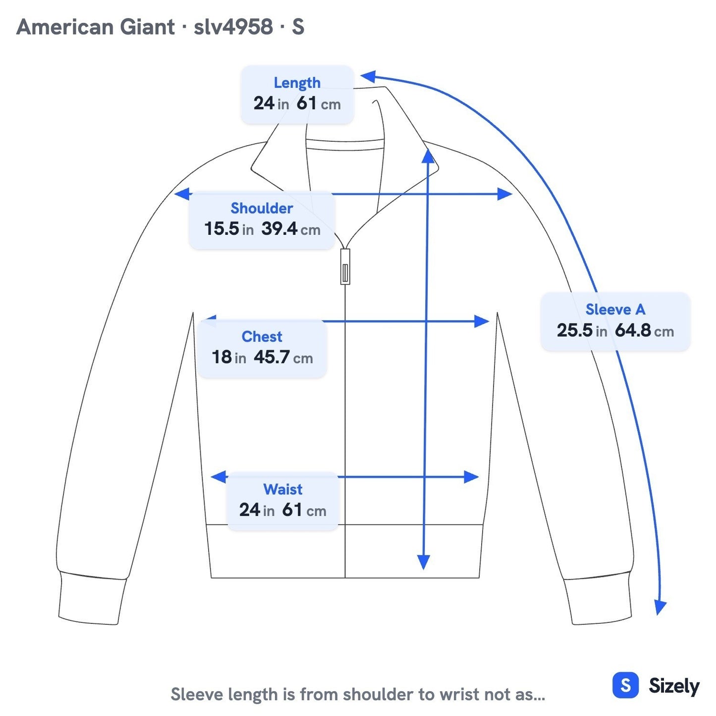 American Giant 100% Cotton Sustainable Gorpcore Full Zip Sweatshirt Grey S USA
