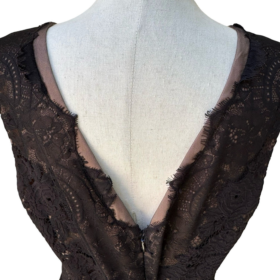 Vera Wang Romantic Feminine Floral Lace Chic Wedding Guest Cocktail Dress LBD 14