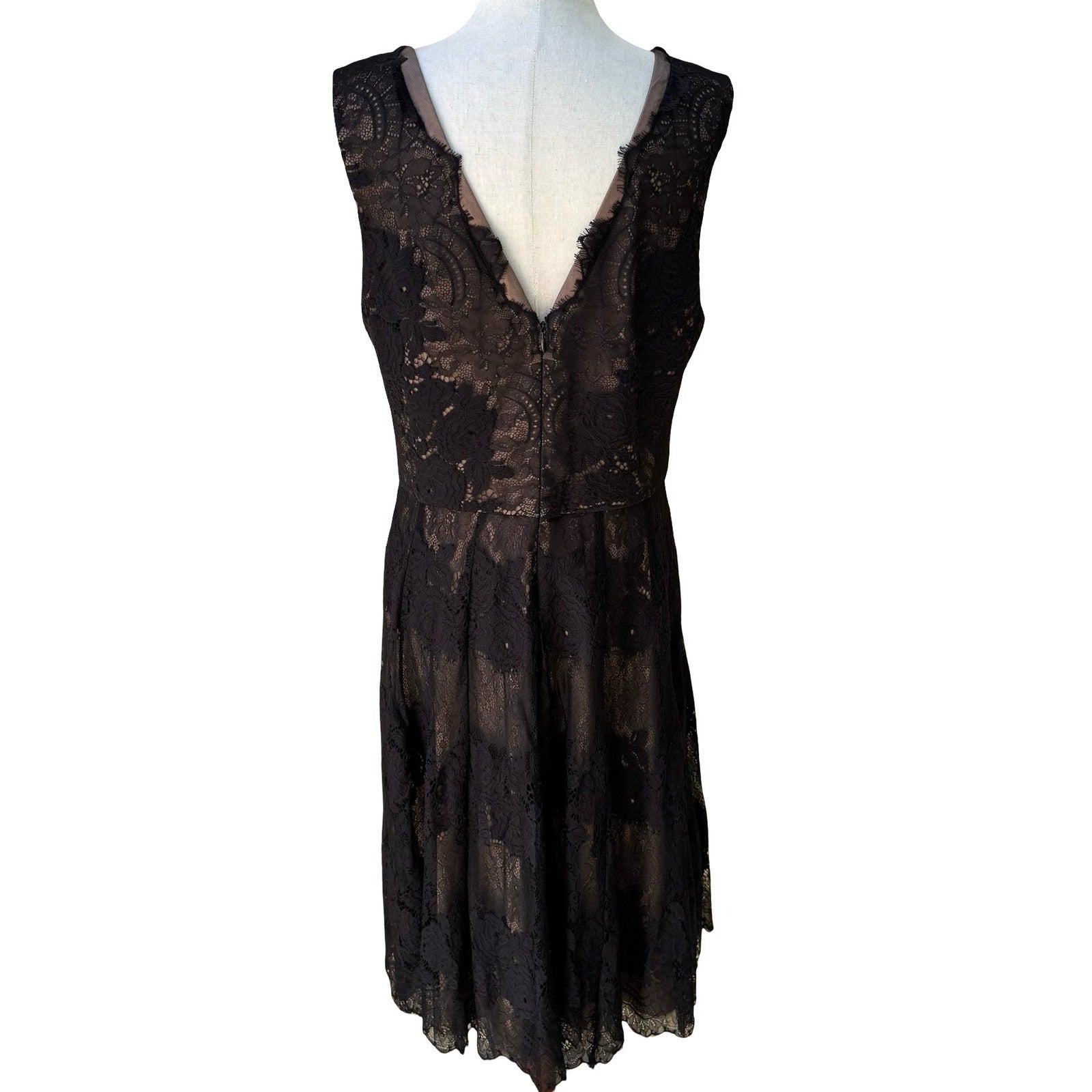 Vera Wang Romantic Feminine Floral Lace Chic Wedding Guest Cocktail Dress LBD 14