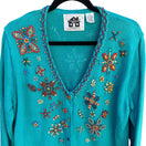 Switch Storybook Knits Vintage Beaded Butterfly Floral Knit Cottage Cardigan Sweater M 3 image