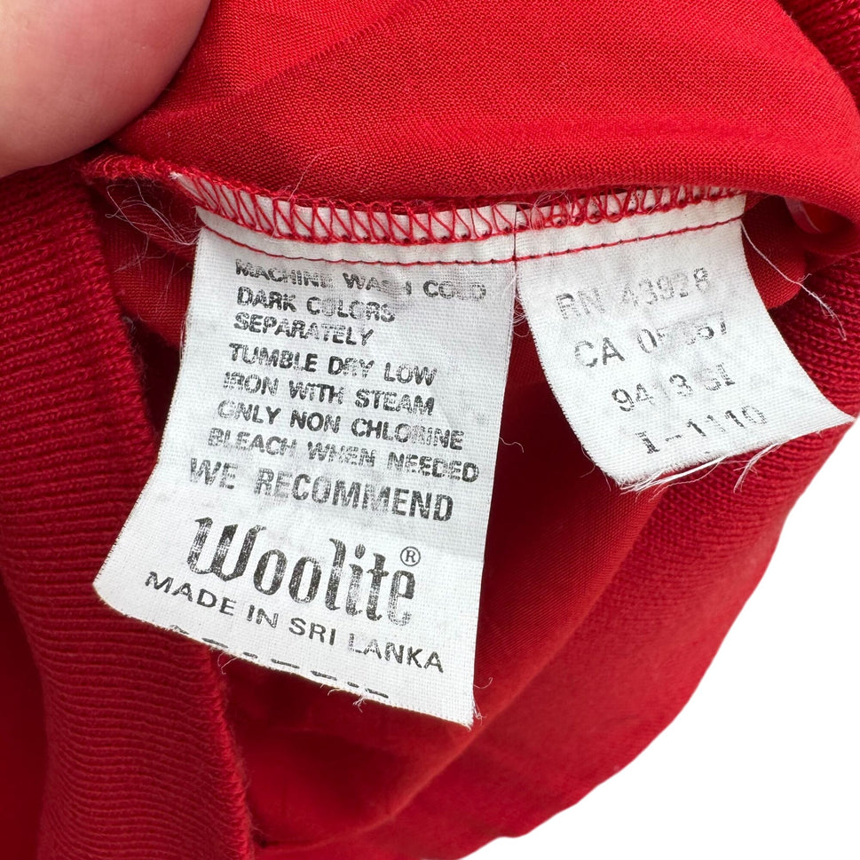 Anne Klein Vintage Womens Red Short Sleeve Band Waist Pullover Shirt Blouse 16