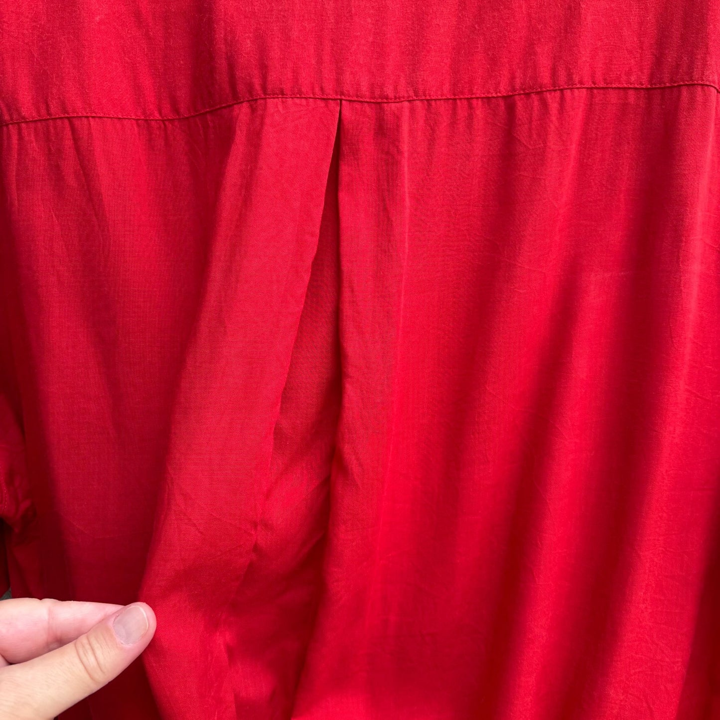 Anne Klein Vintage Womens Red Short Sleeve Band Waist Pullover Shirt Blouse 16