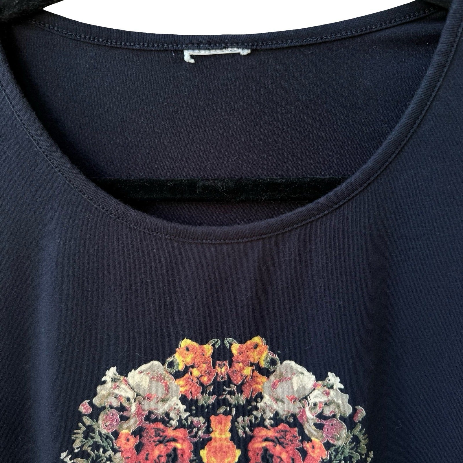 Sugar Skull Dark Floral Day of the Dead Gothic Edgy Rocker Studded Graphic Shirt