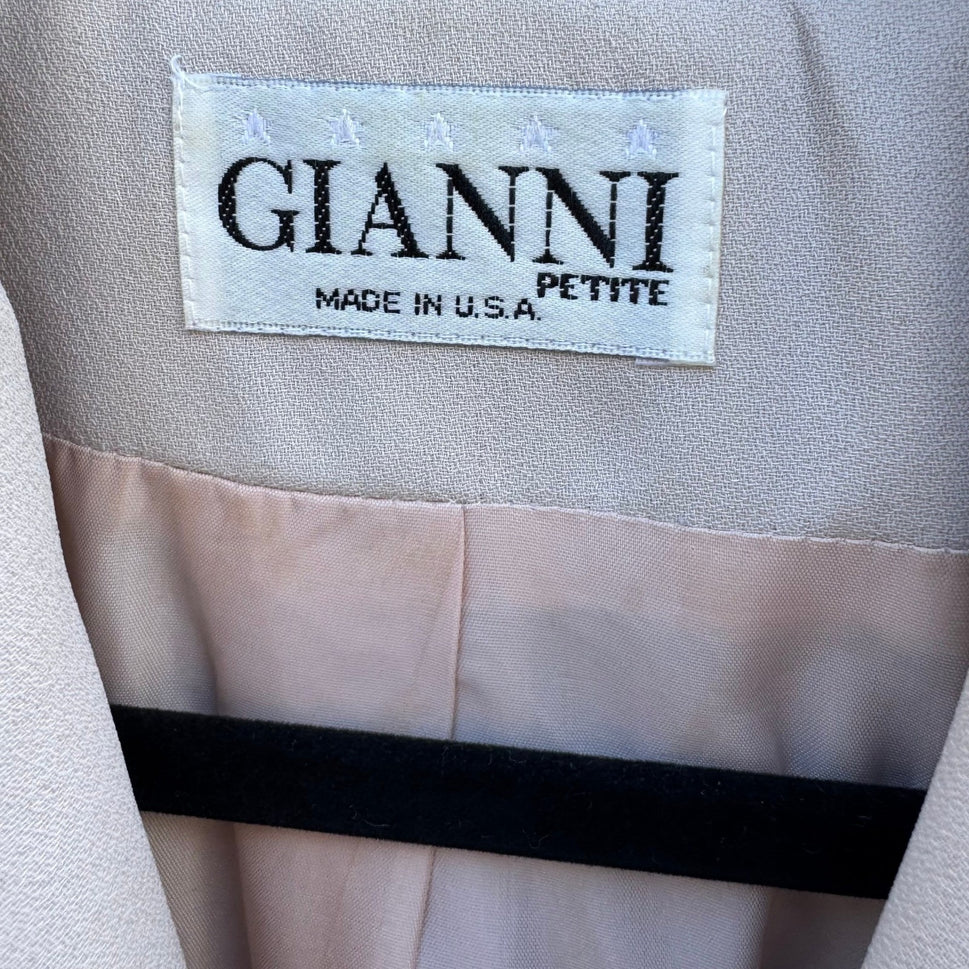 Gianni Vintage Womens 6 Cream Suit Set Blazer Pencil Skirt Office Professional