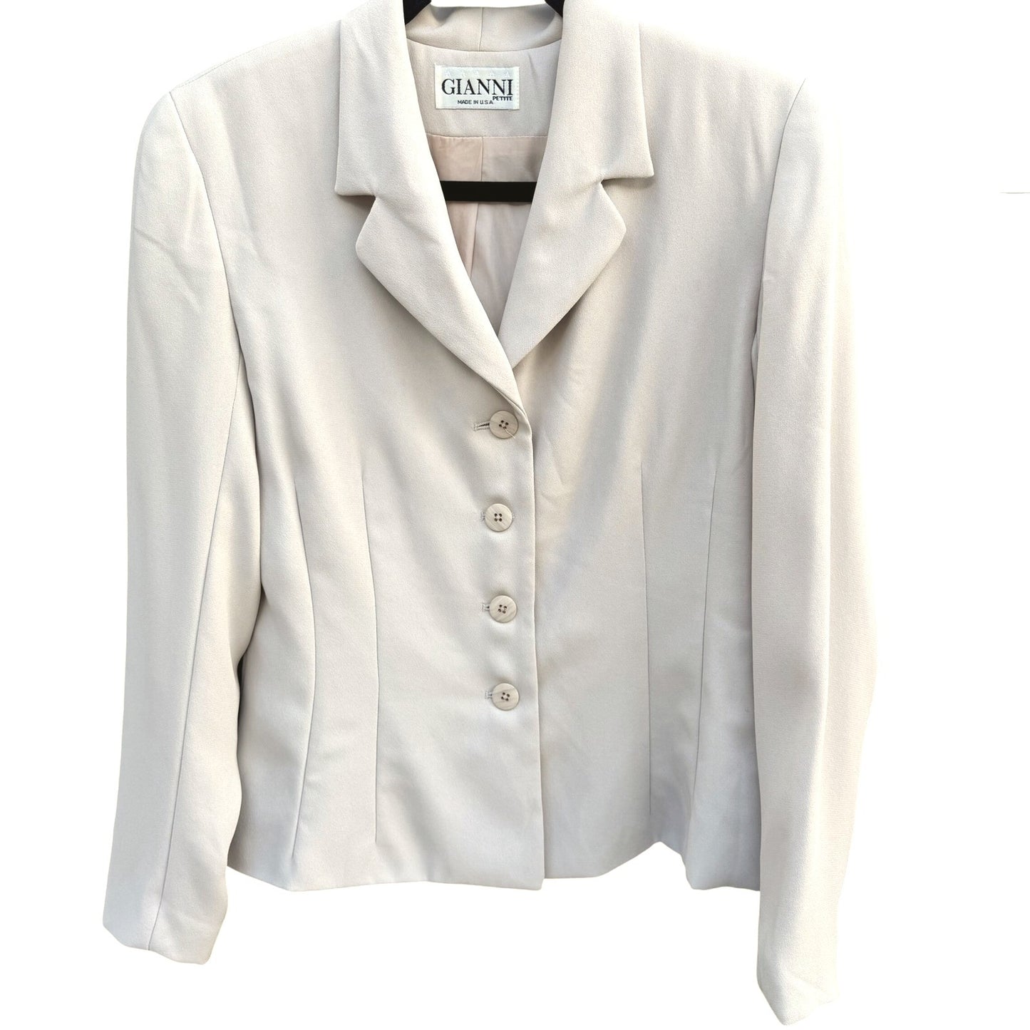 Gianni Vintage Womens 6 Cream Suit Set Blazer Pencil Skirt Office Professional