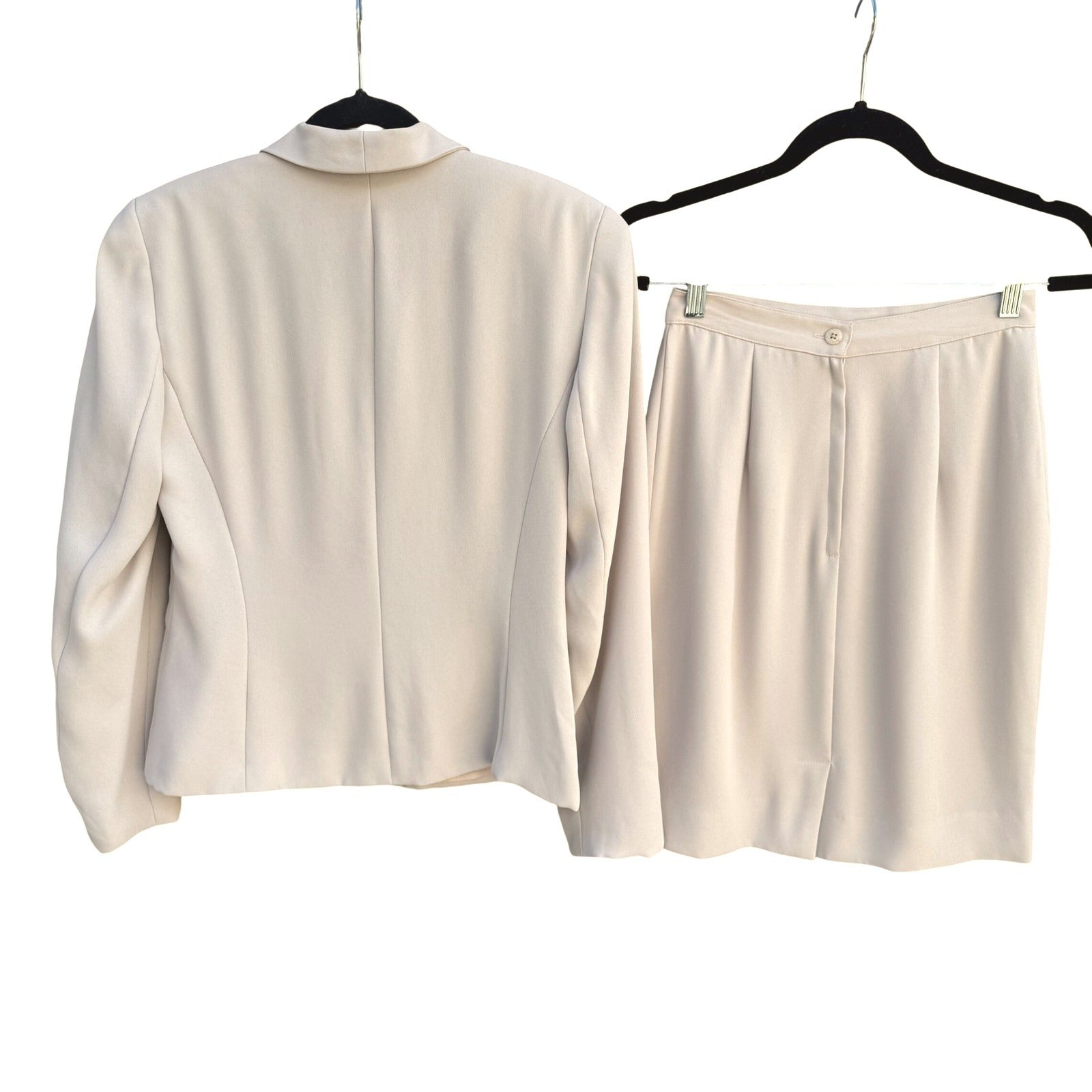 Gianni Vintage Womens 6 Cream Suit Set Blazer Pencil Skirt Office Professional