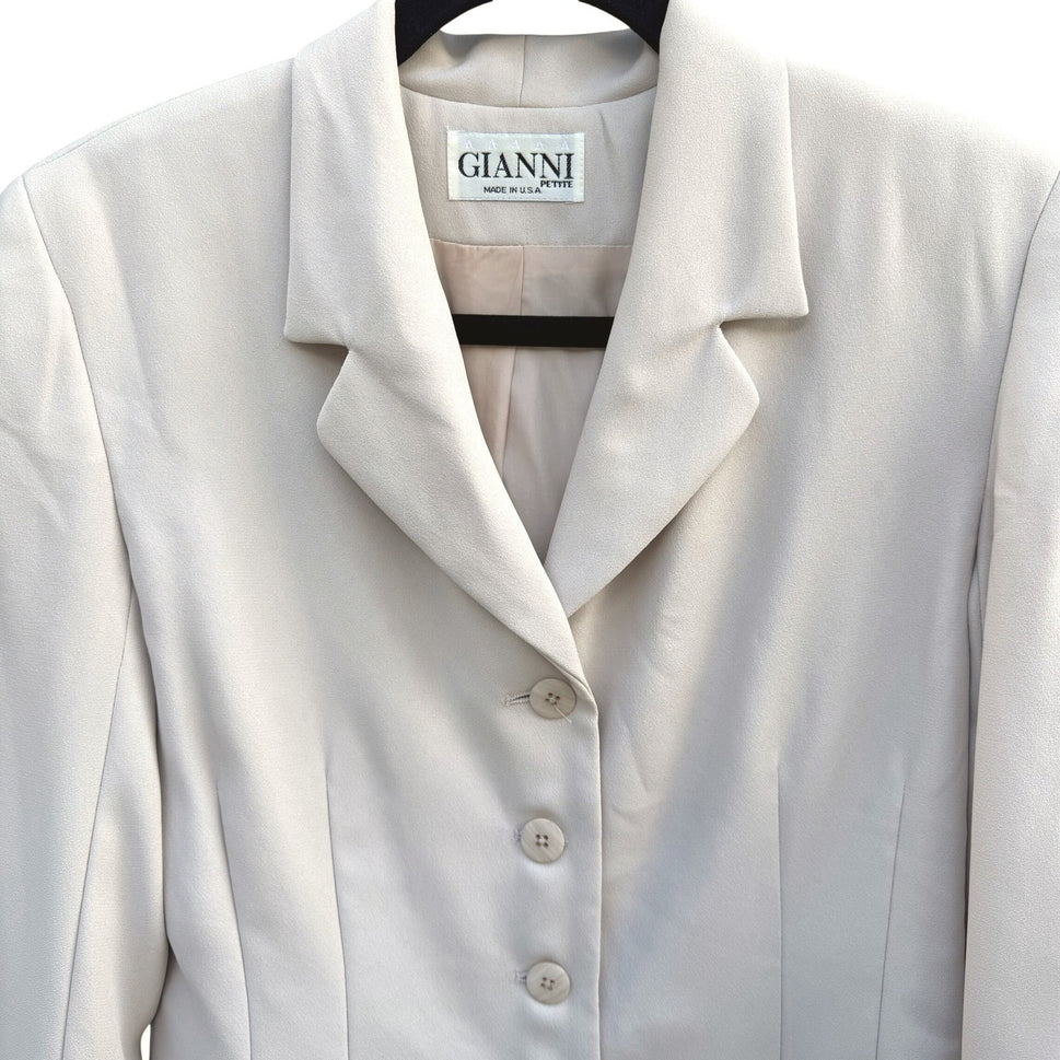 Gianni Vintage Womens 6 Cream Suit Set Blazer Pencil Skirt Office Professional