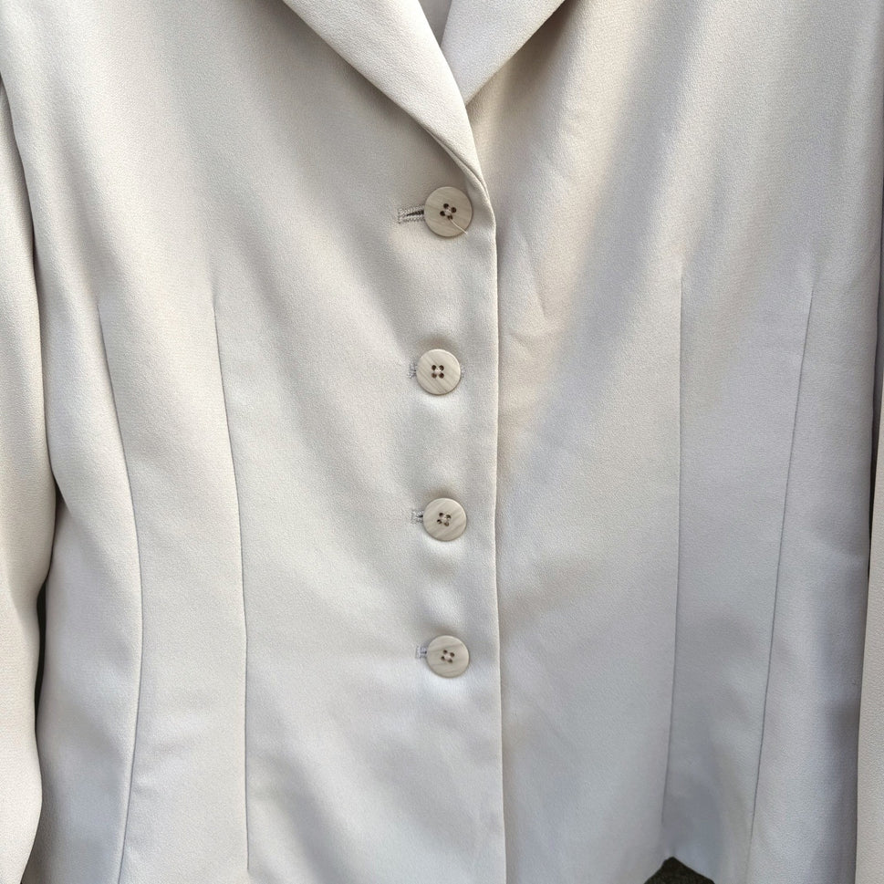 Gianni Vintage Womens 6 Cream Suit Set Blazer Pencil Skirt Office Professional