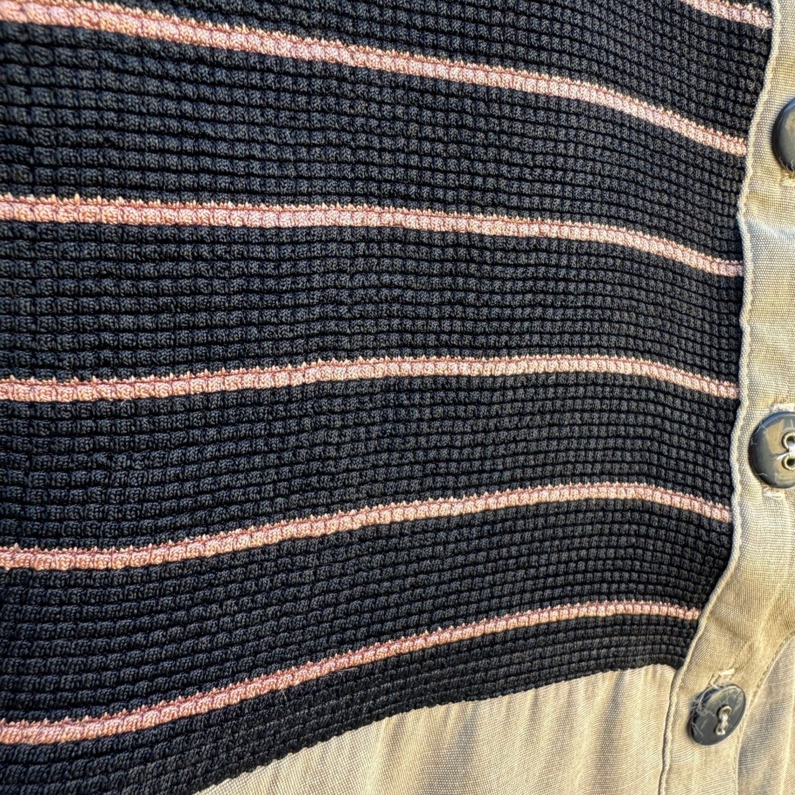 JSJ Petites Vintage 2 Piece Pant Set Tan Black Striped Button Jacket Trousers