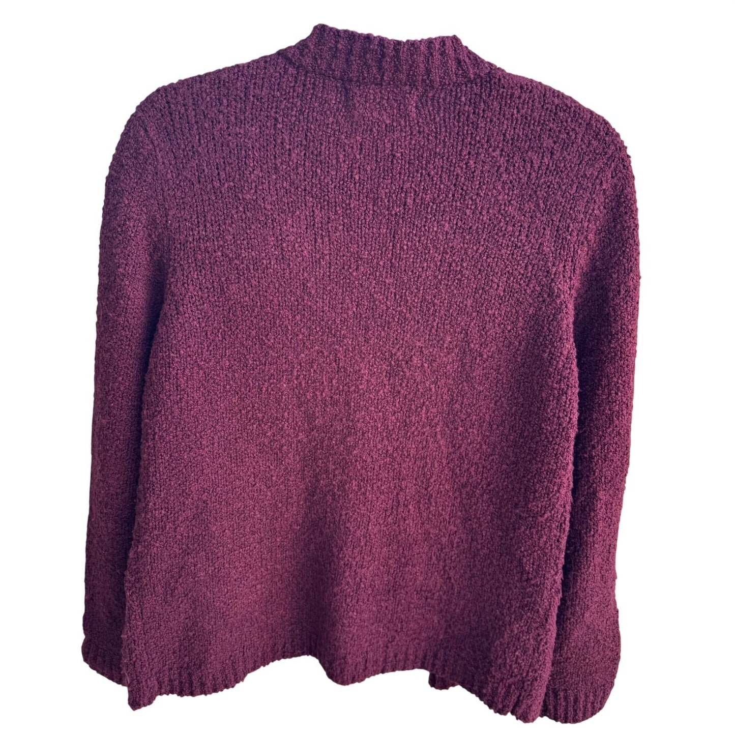 LeRoy Knitwear Vintage Burgundy Boucle Open Front Cardigan Sweater Womens Large