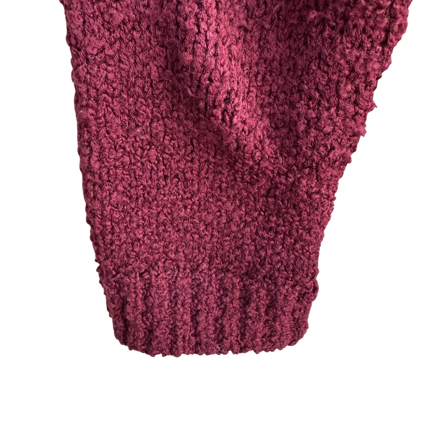 LeRoy Knitwear Vintage Burgundy Boucle Open Front Cardigan Sweater Womens Large