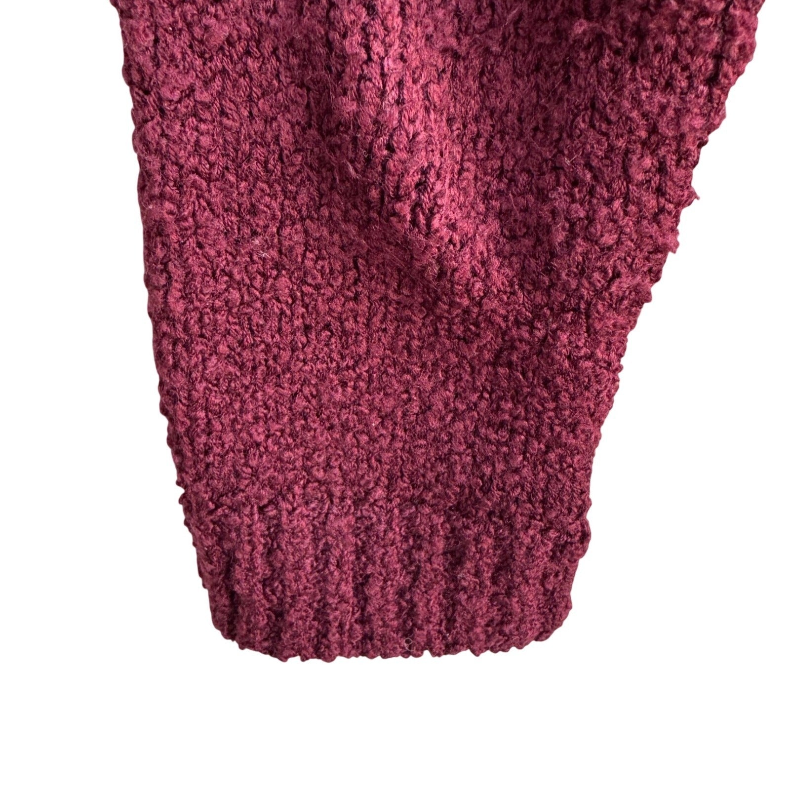 LeRoy Knitwear Vintage Burgundy Boucle Open Front Cardigan Sweater Womens Large