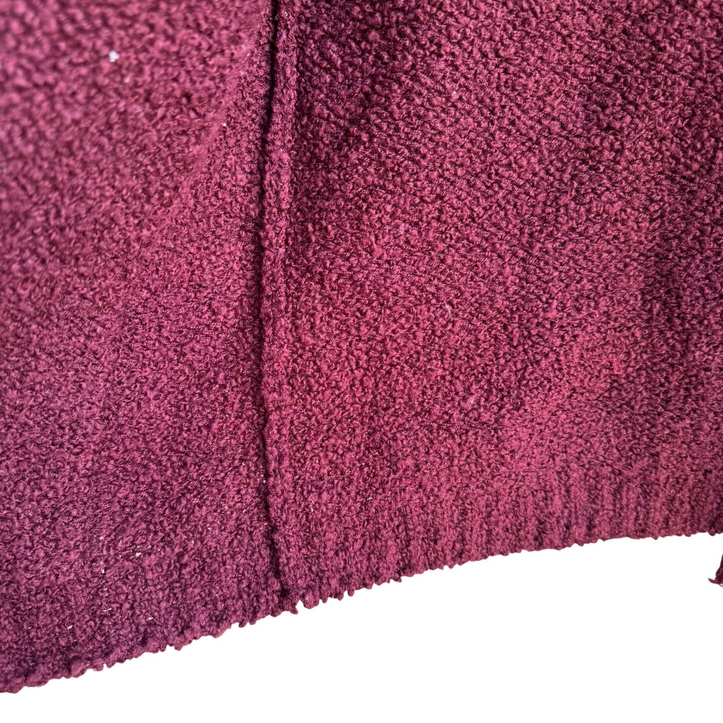 LeRoy Knitwear Vintage Burgundy Boucle Open Front Cardigan Sweater Womens Large