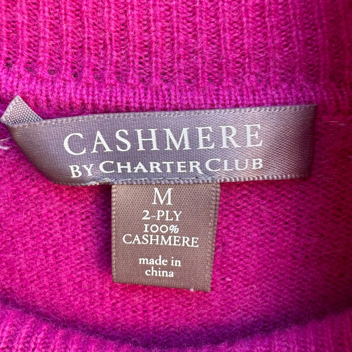 Charter Club 2 Ply Cashmere Quiet Luxury Preppy Cozy Turtleneck Sweater Pink M