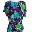 Switch St. August II Vintage 80s Tropical Floral Midi Dress Side Ruffle Black 14 Resort 3 image