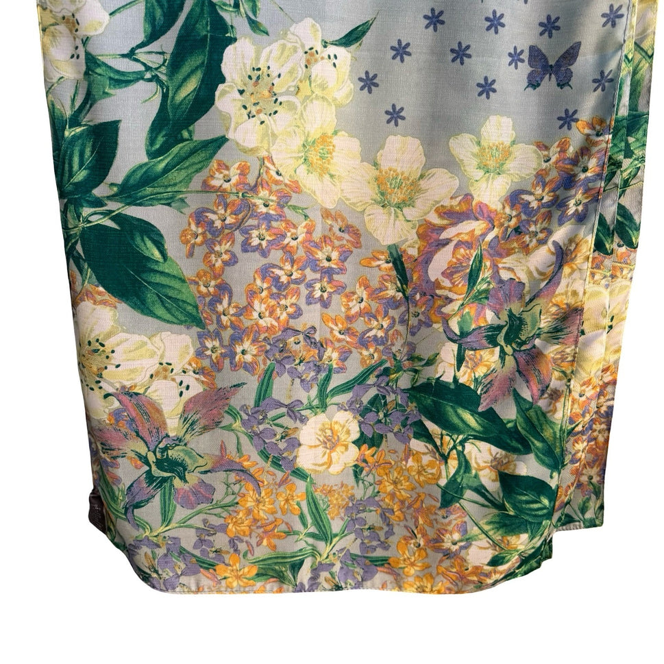 Vince Camuto Cottagecore Garden Floral Pastel Butterfly Scarf Wrap Shawl NWT