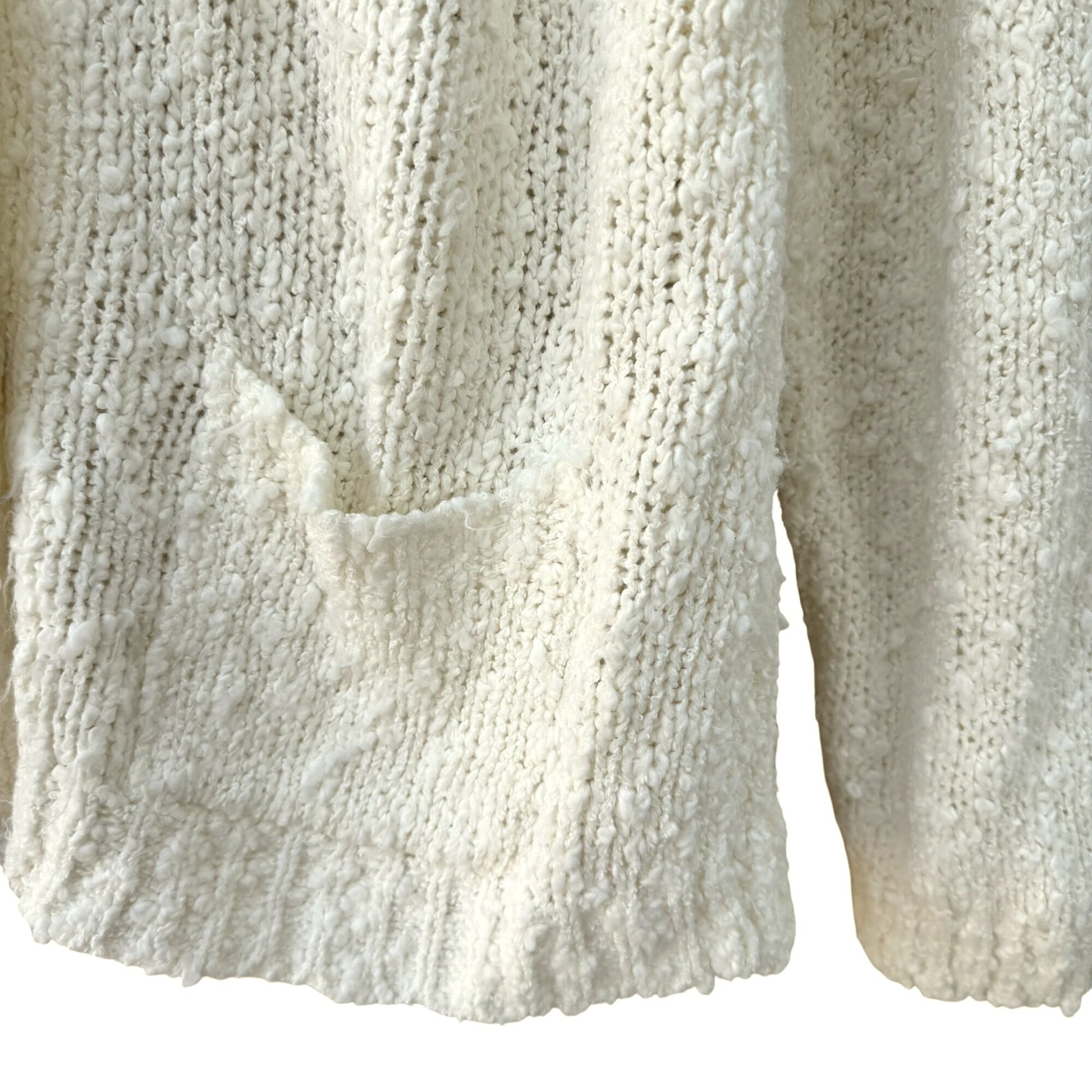 Erika Vintage Womens Ivory Knit V Neck Long Sleeve Cottage Cardigan Sweater XL