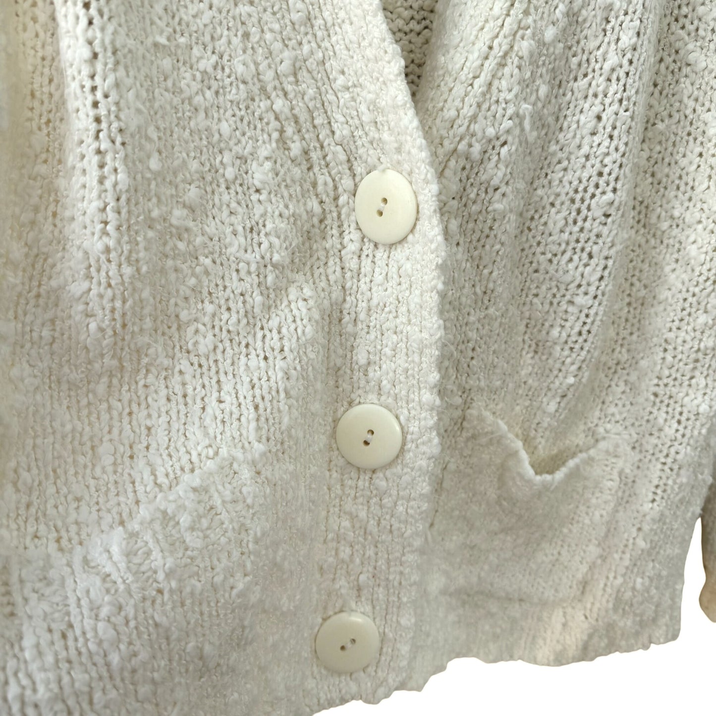 Erika Vintage Womens Ivory Knit V Neck Long Sleeve Cottage Cardigan Sweater XL