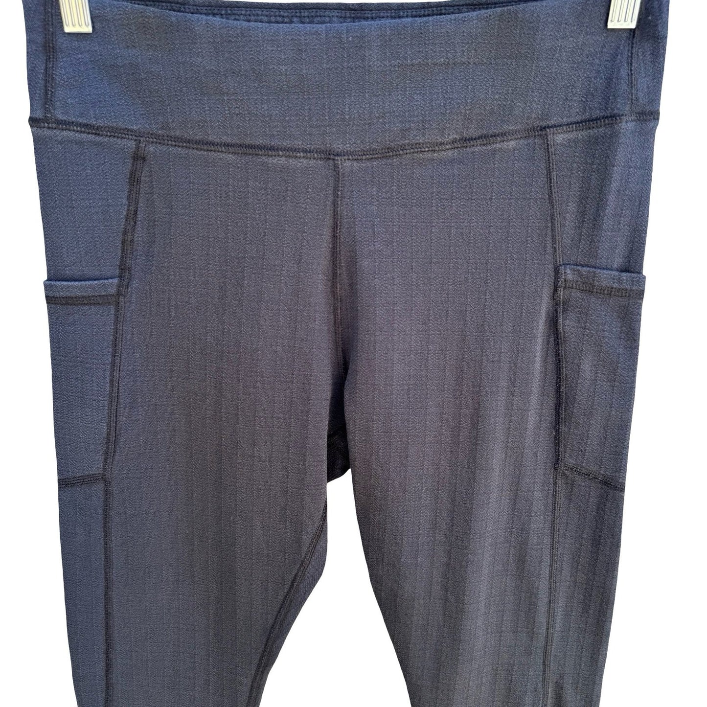 Pact Organic Cotton Herringbone Leggings Side Pockets Sustainable Black Womens M