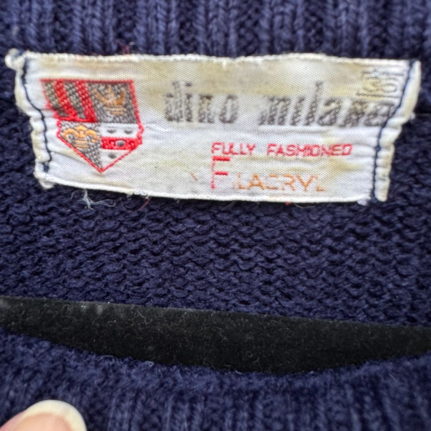 Dino Milano Vintage Italian Mens Navy Light Blue Knit Crew Neck Ski Sweater M