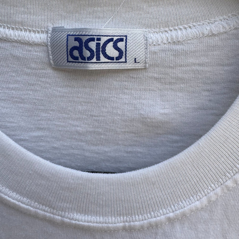 Hard Rock Cafe Singapore Vintage White Graphic Print Asics All Cotton Tee Shirt L