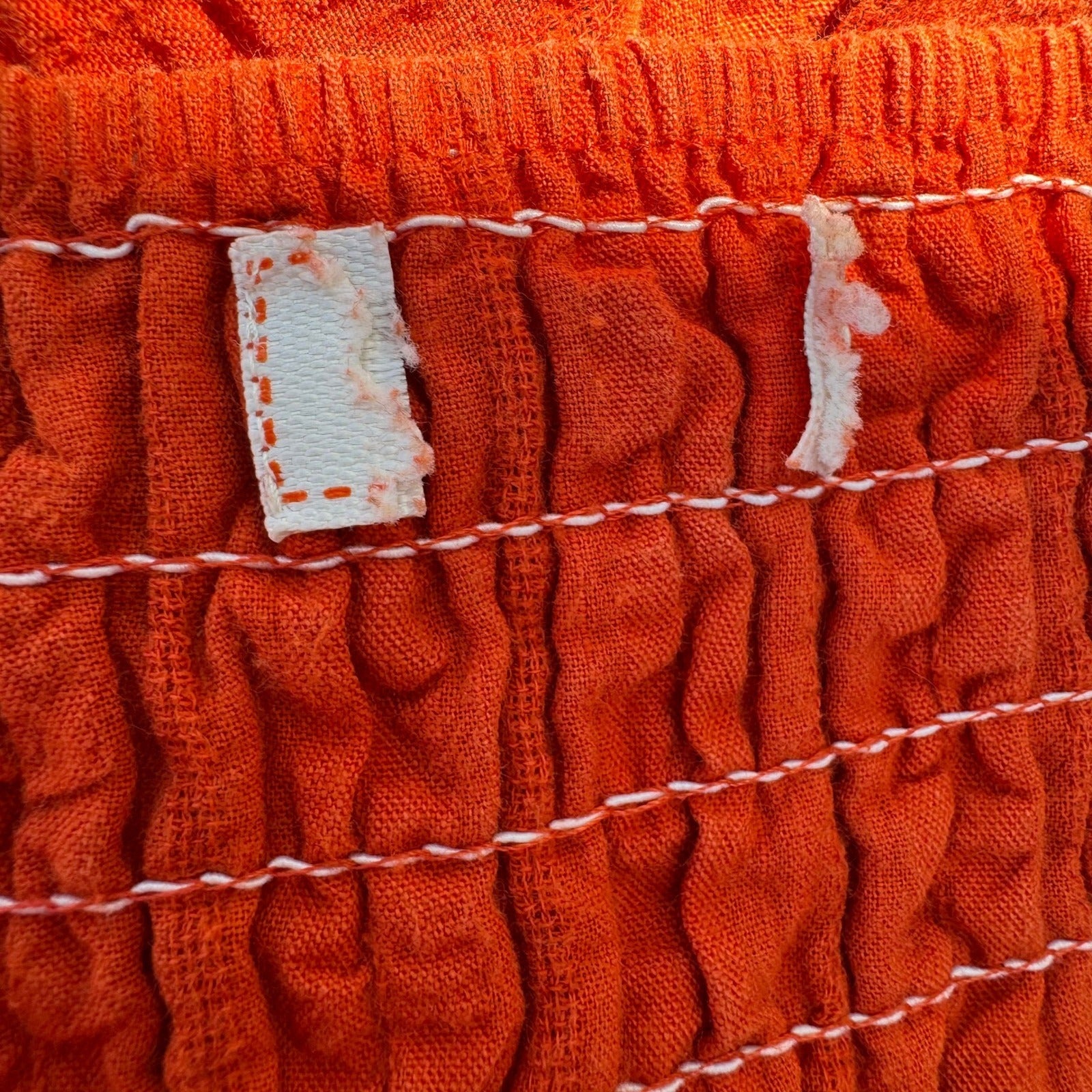 Boho Textured Tiered Midi Dress Smocked Boho Orange Coastal Sundress Cottage