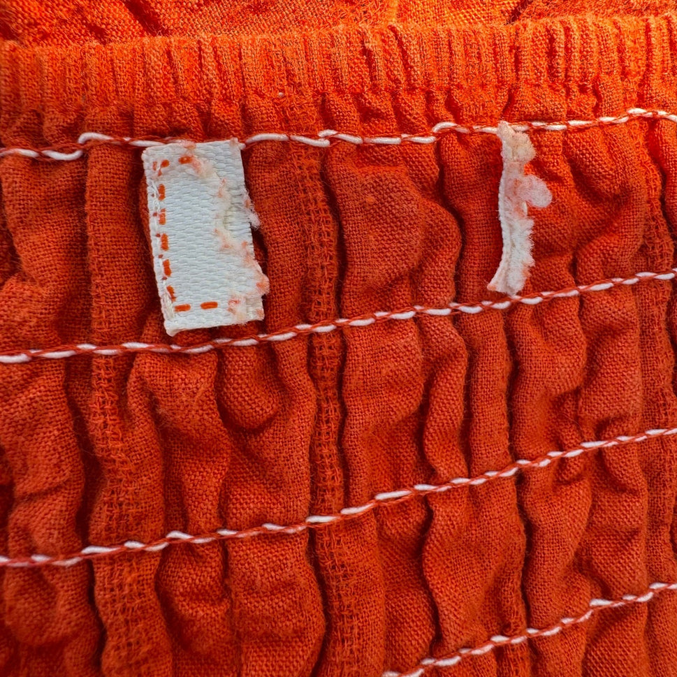 Boho Textured Tiered Midi Dress Smocked Boho Orange Coastal Sundress Cottage