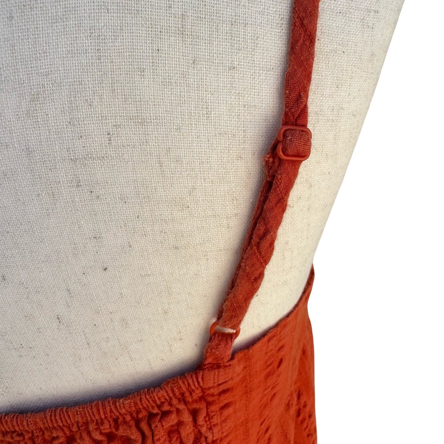Boho Textured Tiered Midi Dress Smocked Boho Orange Coastal Sundress Cottage